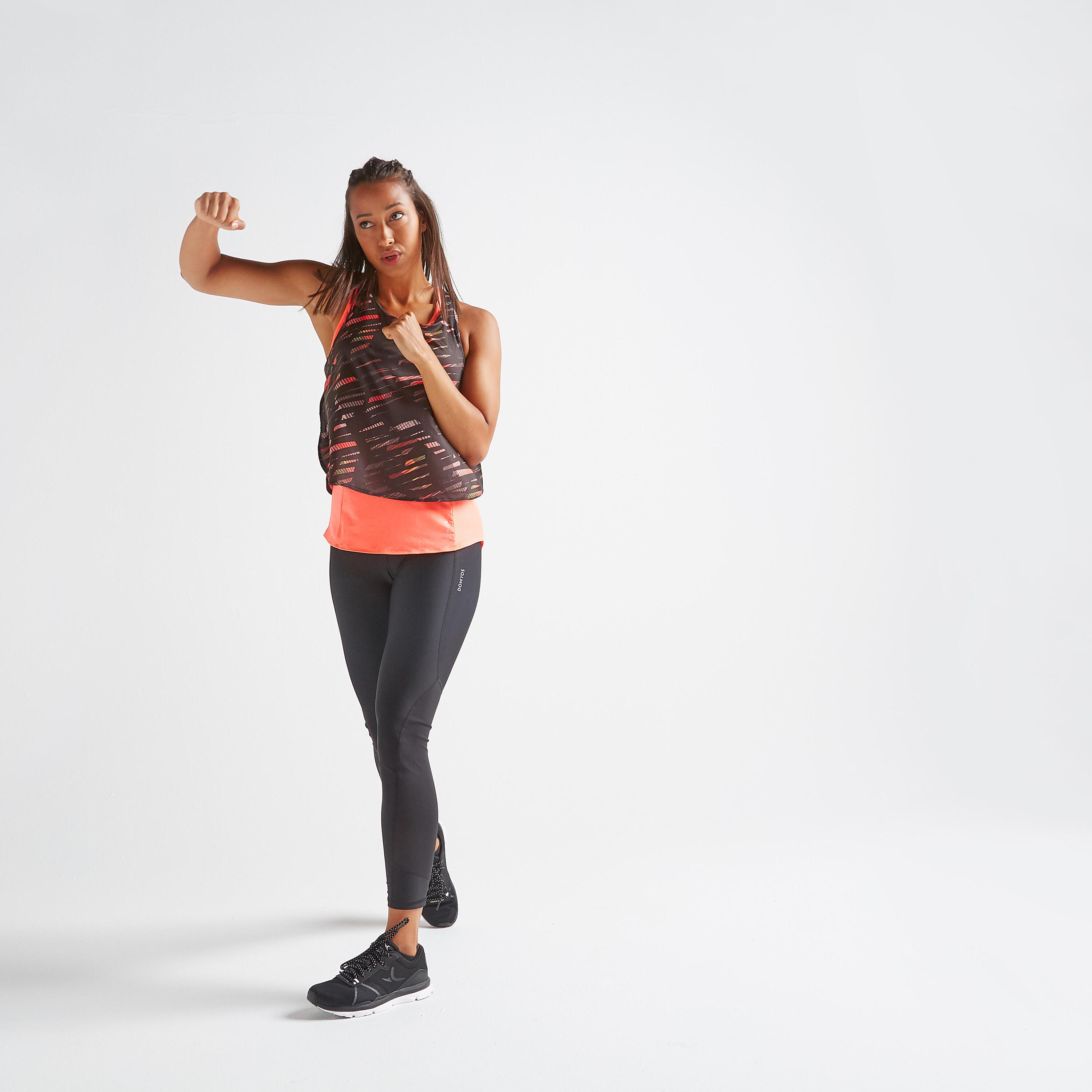 Women's Printed 3-In-1 Fitness Cardio Training Tank Top 520 - Coral 2/9