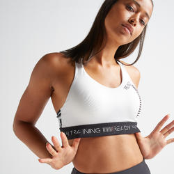 Sujetador Deportivo Top Fitness Moderado Impacto Con Relleno Blanco y Negro