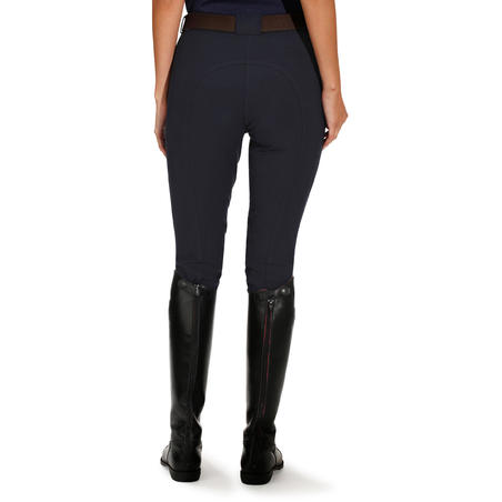 Pantalon équitation femme BR500 basanes marine