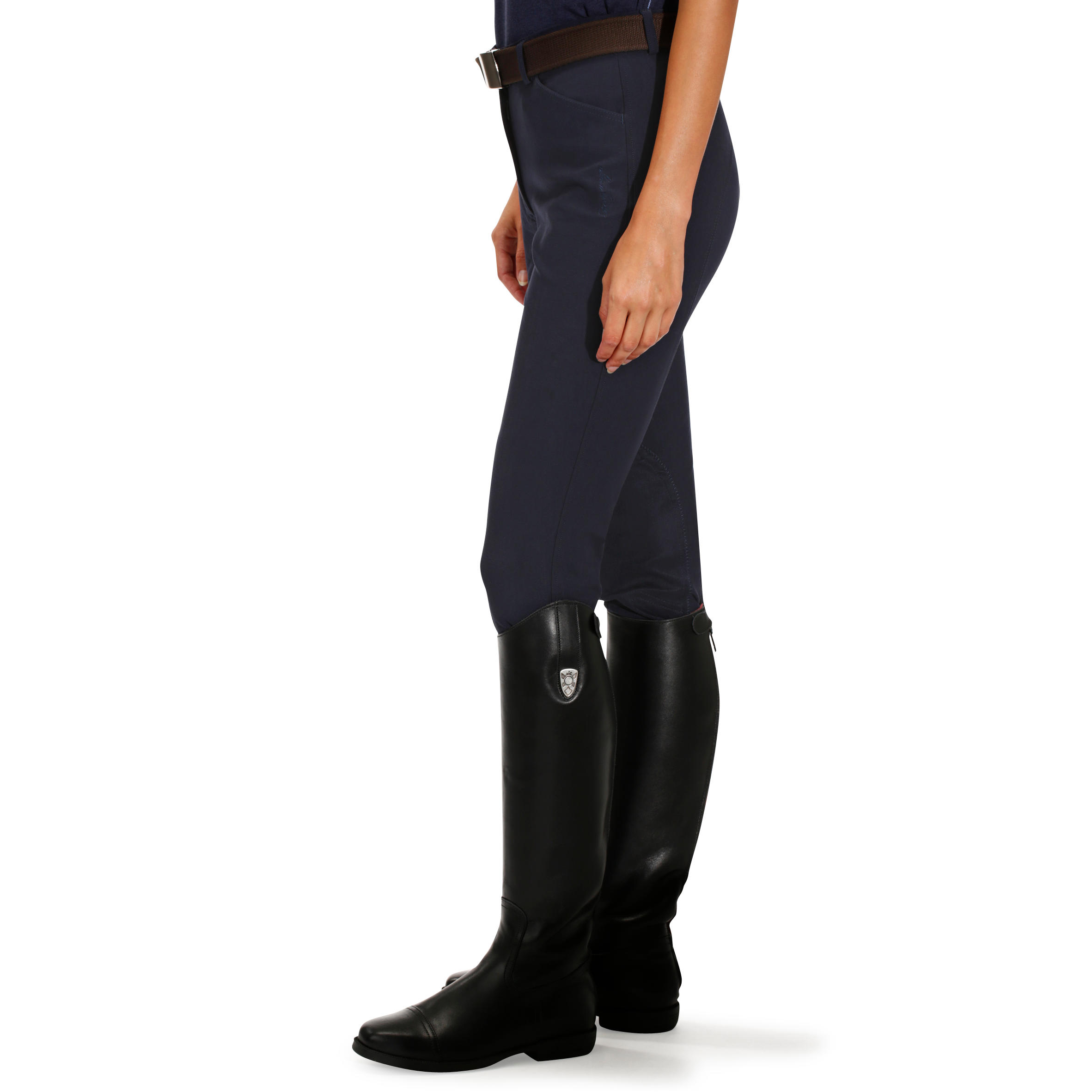 Pantalón equitación mujer BR500 badanas Azul marino  7/34