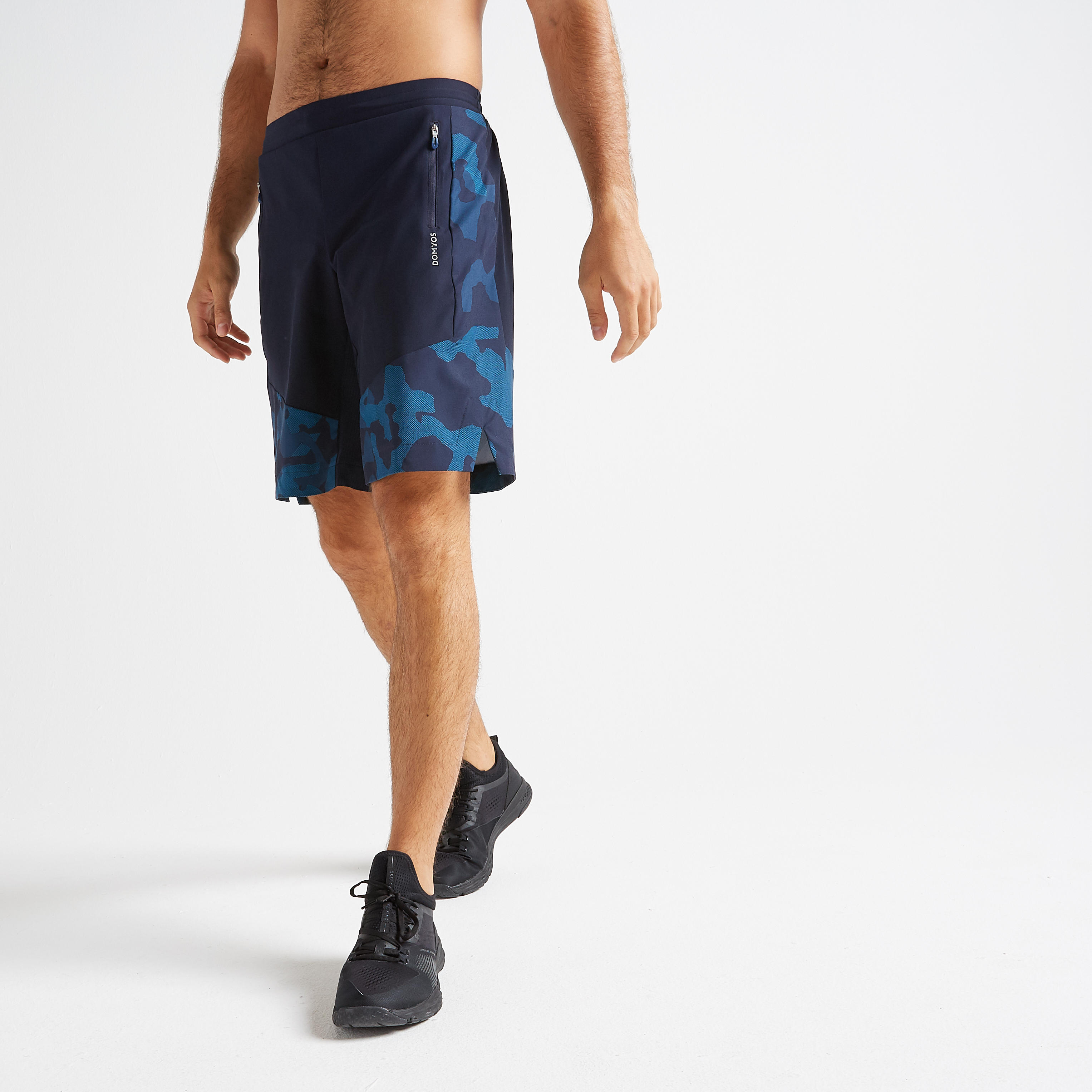 

Men's Zip Pocket Regular Fitness Short - Blue -  By DOMYOS | Decathlon