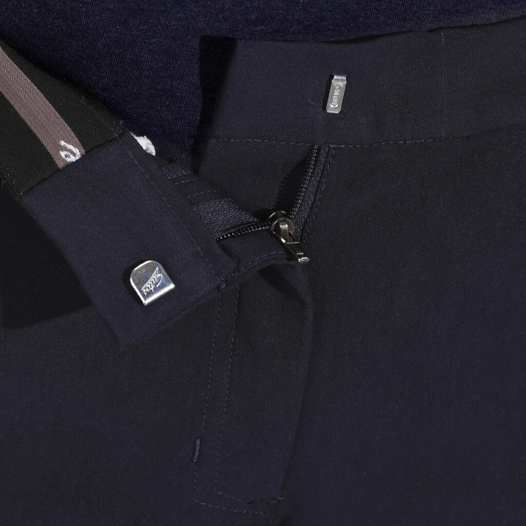 Dámske jazdecké nohavice BR500 s kolennými nášivkami námornícke modré