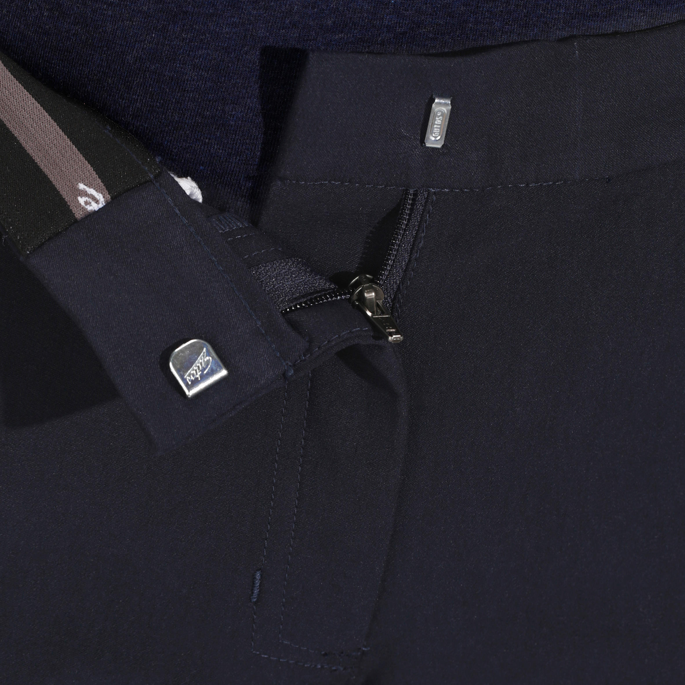 Pantalón equitación mujer BR500 badanas Azul marino  10/34