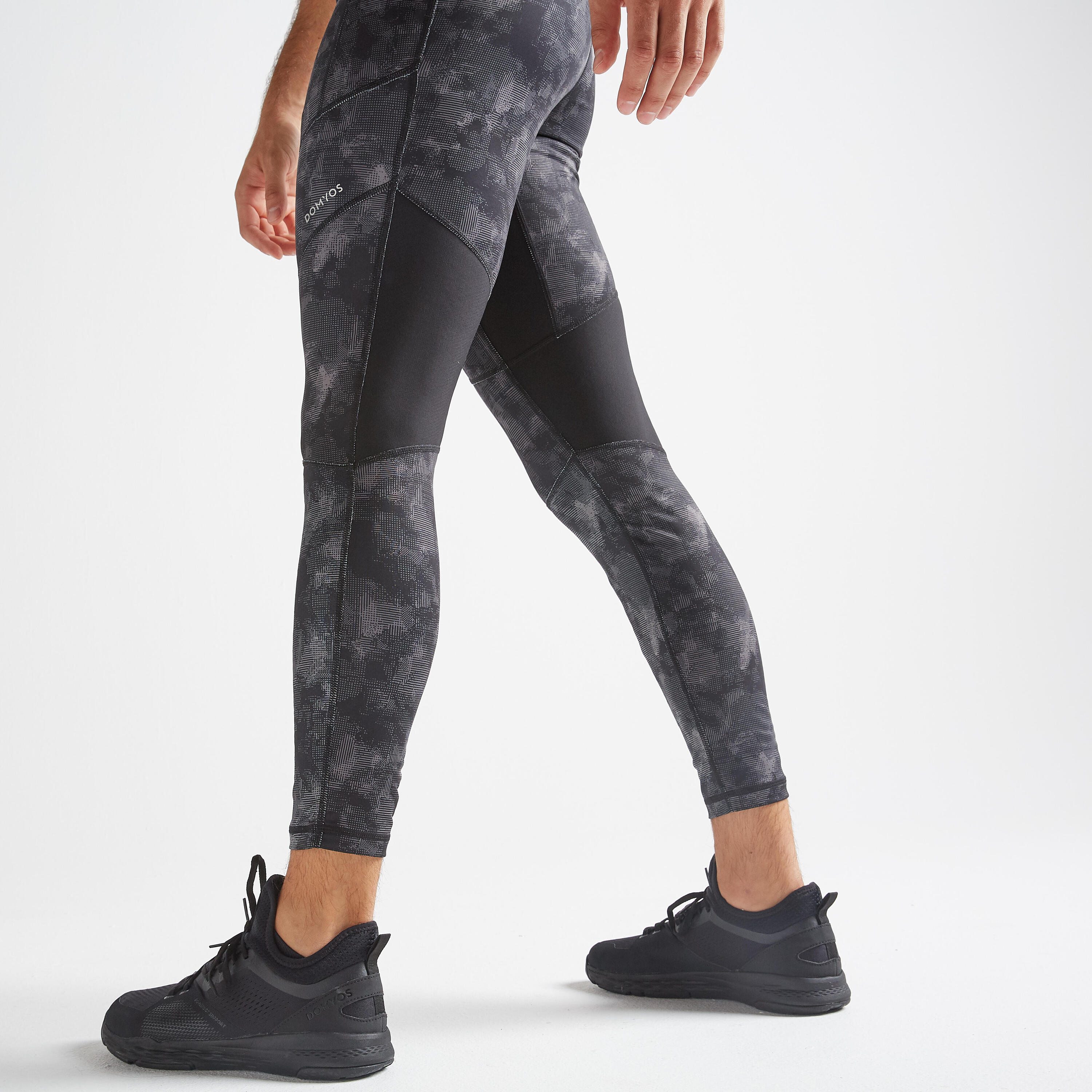 Men's Cardio Fitness Training Leggings FLEG 500 - Grey Print 5/7