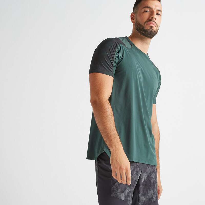 FITNESS CARDIO CONFIRMED MAN OUTFIT Fitness and Gym - FTS 500 T-Shirt - Khaki/Green DOMYOS - Fitness and Gym