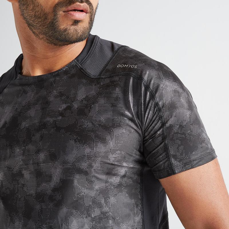 Erkek Tisort Gri Siyah Fitness Kardiyo Fts500 Domyos By Decathlon