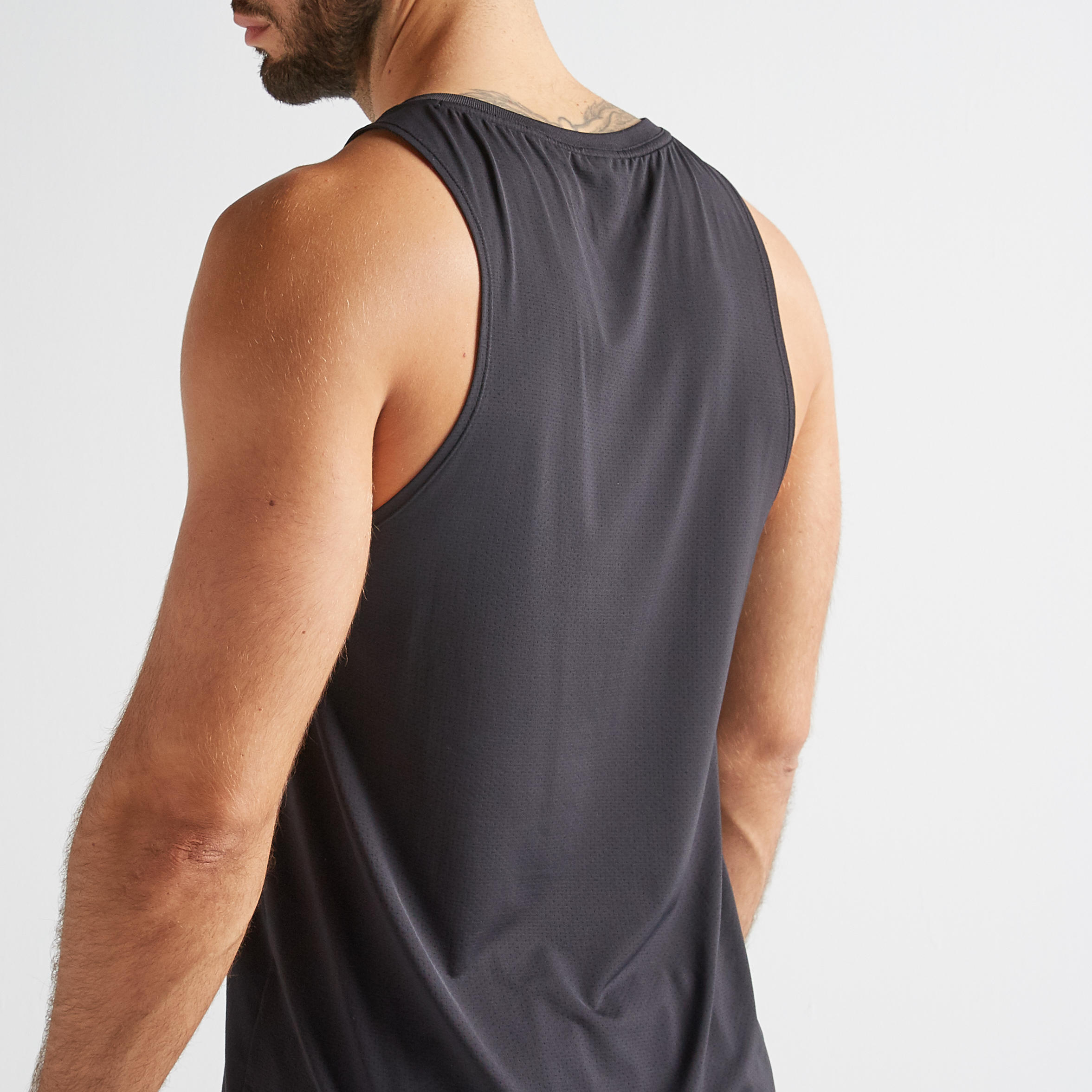 Men's Fitness Cardio Training Tank Top 500 - Black 3/8