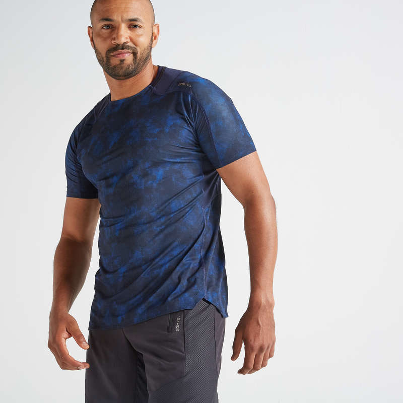 MAN FITNESS APPAREL Clothing - FTS 500 T-Shirt - Blue DOMYOS - Tops