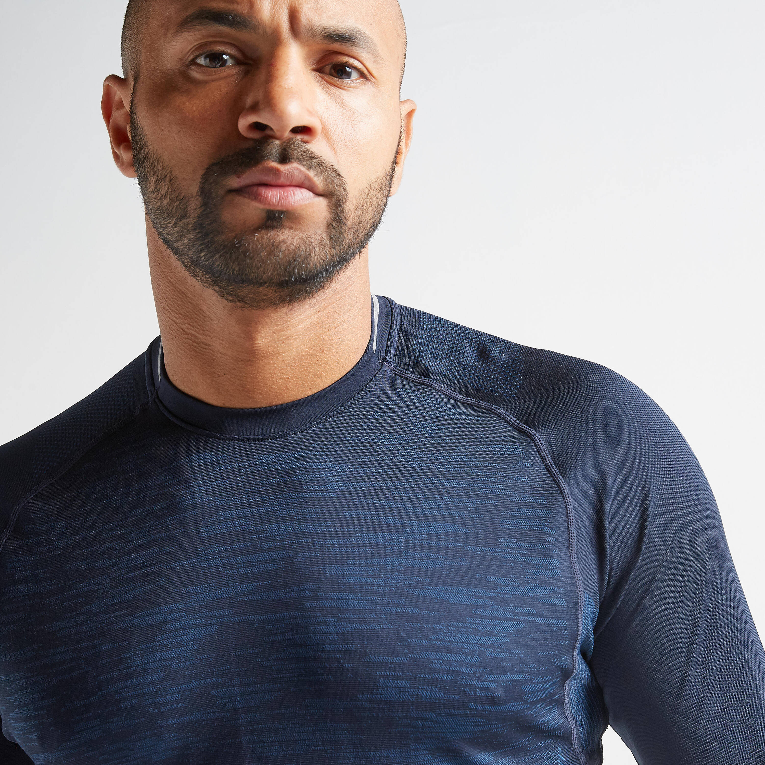 Men Polyester Long-Sleeved Gym T-Shirt - Mottled Blue -  3