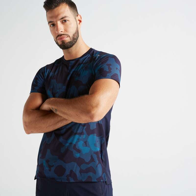 FITNESS CARDIO CONFIRMED MAN OUTFIT Fitness and Gym - FTS 500 S44 T-Shirt Camo Blue DOMYOS - Fitness and Gym