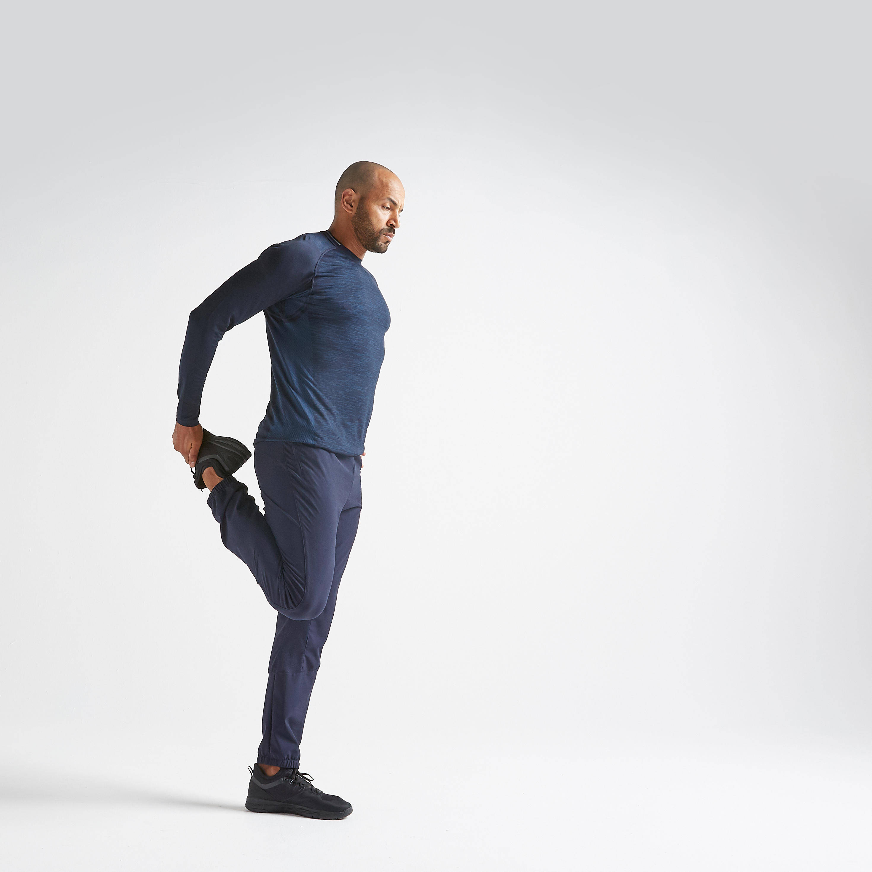 Men Polyester Long-Sleeved Gym T-Shirt - Mottled Blue -  5