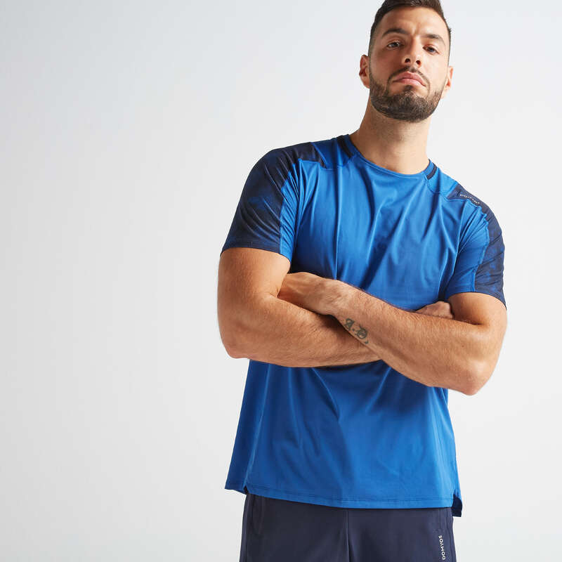 MAN FITNESS APPAREL Clothing - FTS 500 T-Shirt - Blue DOMYOS - Tops