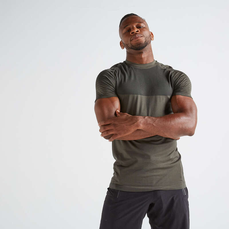 FITNESS CARDIO EXPERT MAN OUTFIT Clothing - FTS T-Shirt - Khaki DOMYOS - Tops
