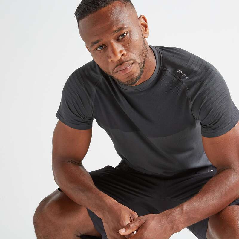 FITNESS CARDIO EXPERT MAN OUTFIT Fitness and Gym - FTS 900 T-Shirt - Dark Grey DOMYOS - Fitness and Gym