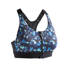 Brassière Zip fitness cardio training femme imprimée 900