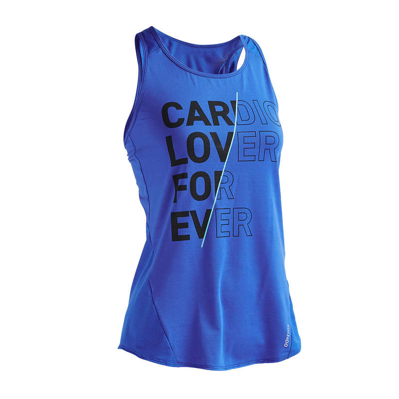 WOMAN FITNESS ENERGY APPAREL Fitness and Gym - Tank Top FTA 120 - Blue DOMYOS - Fitness and Gym