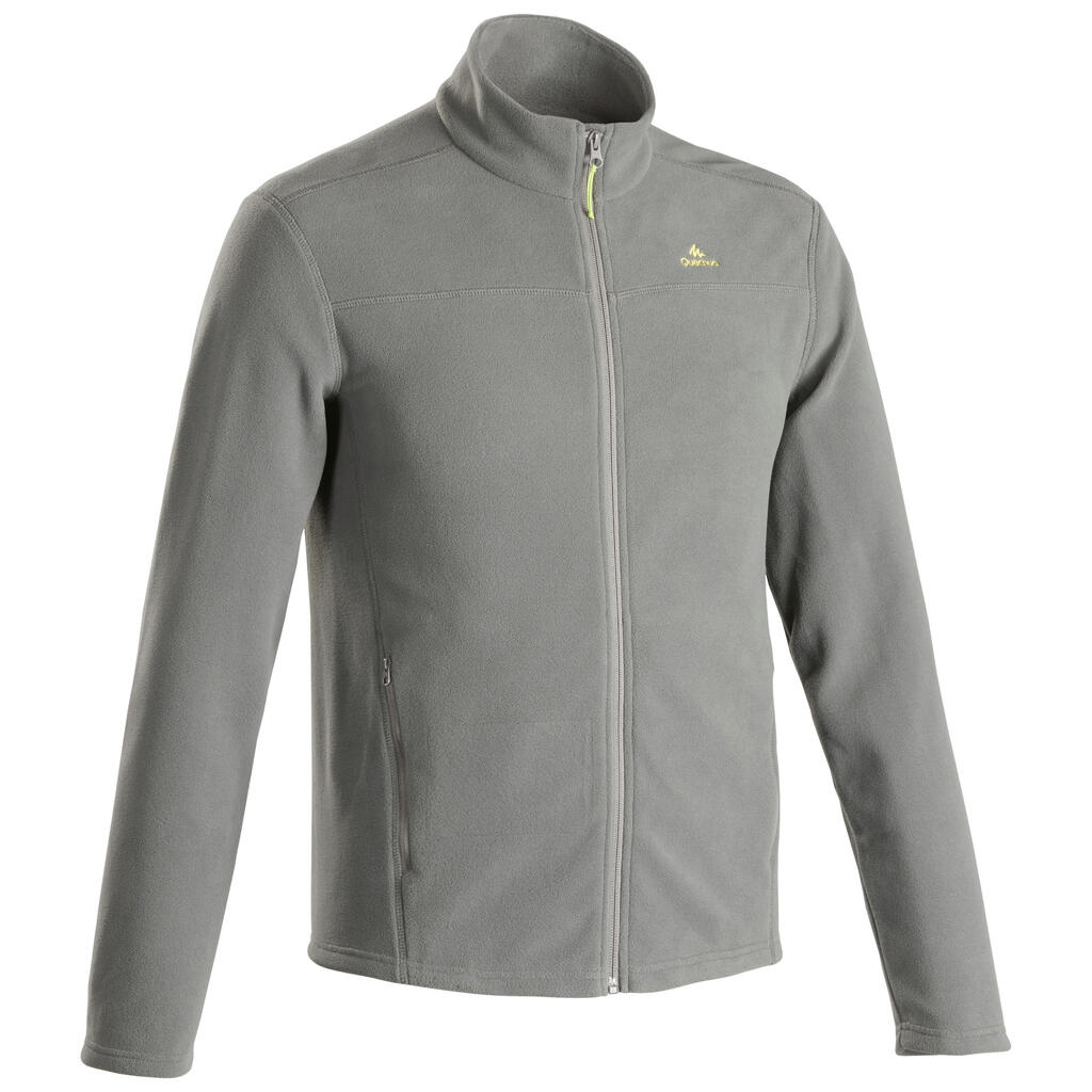 Men’s mountain hiking fleece jacket, MH100 Full Zip - Grey