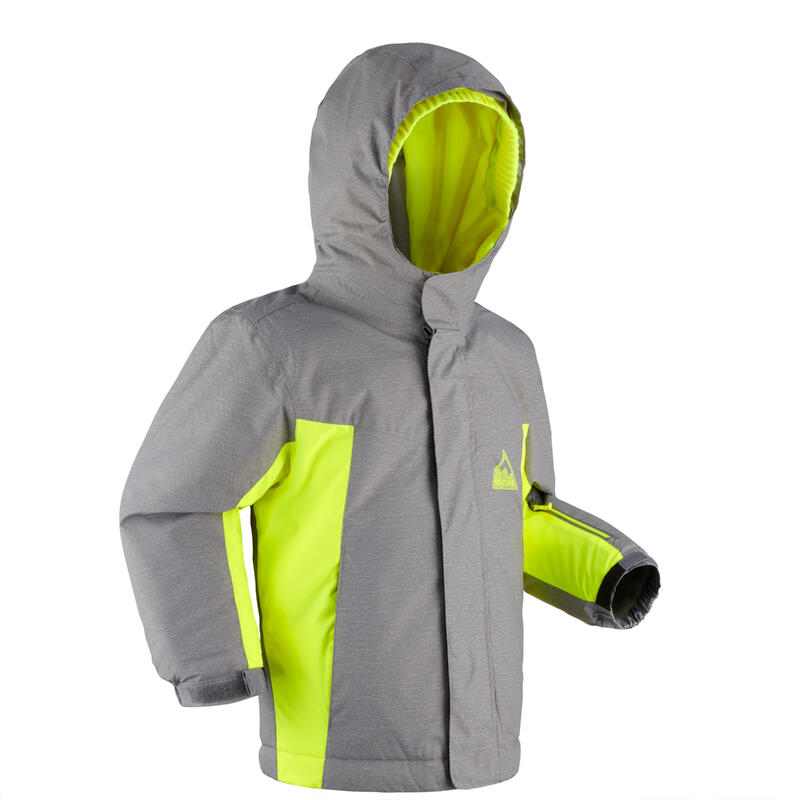 VESTE DE SKI ENFANT PNF 500 GRISE ET JAUNE