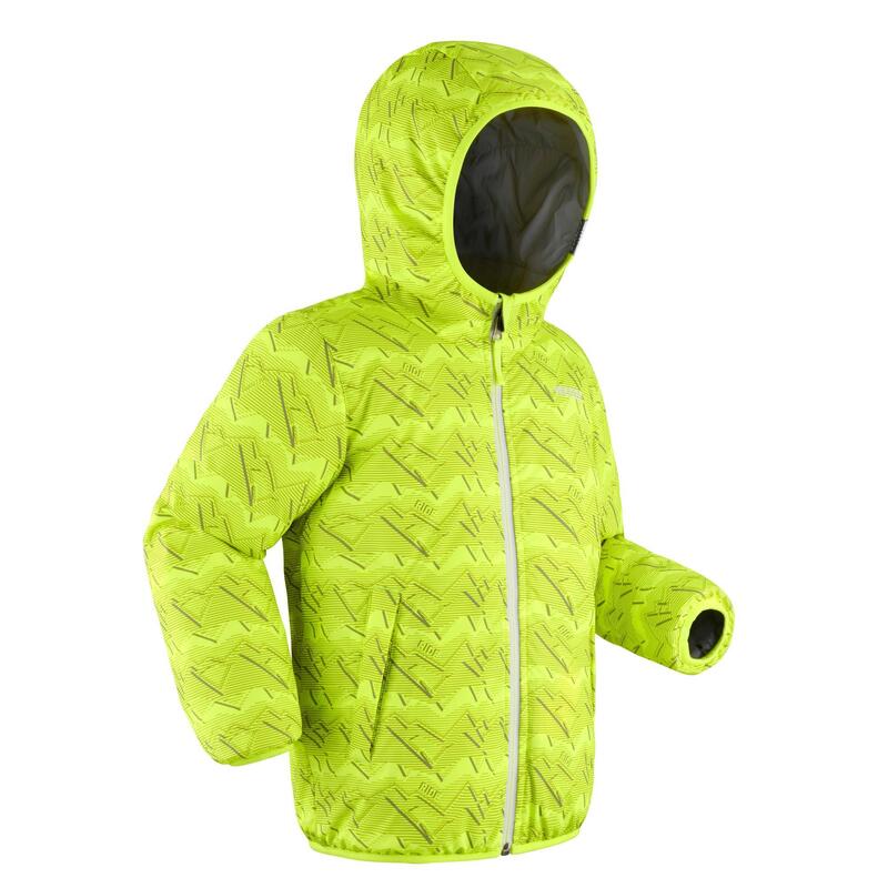 VESTE DE SKI ENFANT CHAUDE ET IMPERMEABLE WARM REVERSE 100 GRISE ET JAUNE