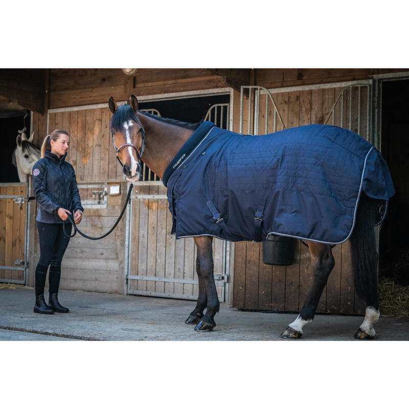 Manta de cuadra equitación Stable 400 Caballo y Poni Fouganza azul marino