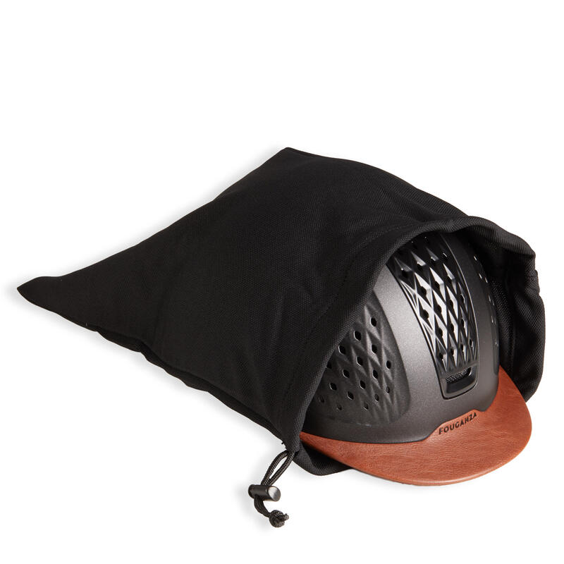 900 Horse Riding Helmet + Bag Black FOUGANZA Decathlon