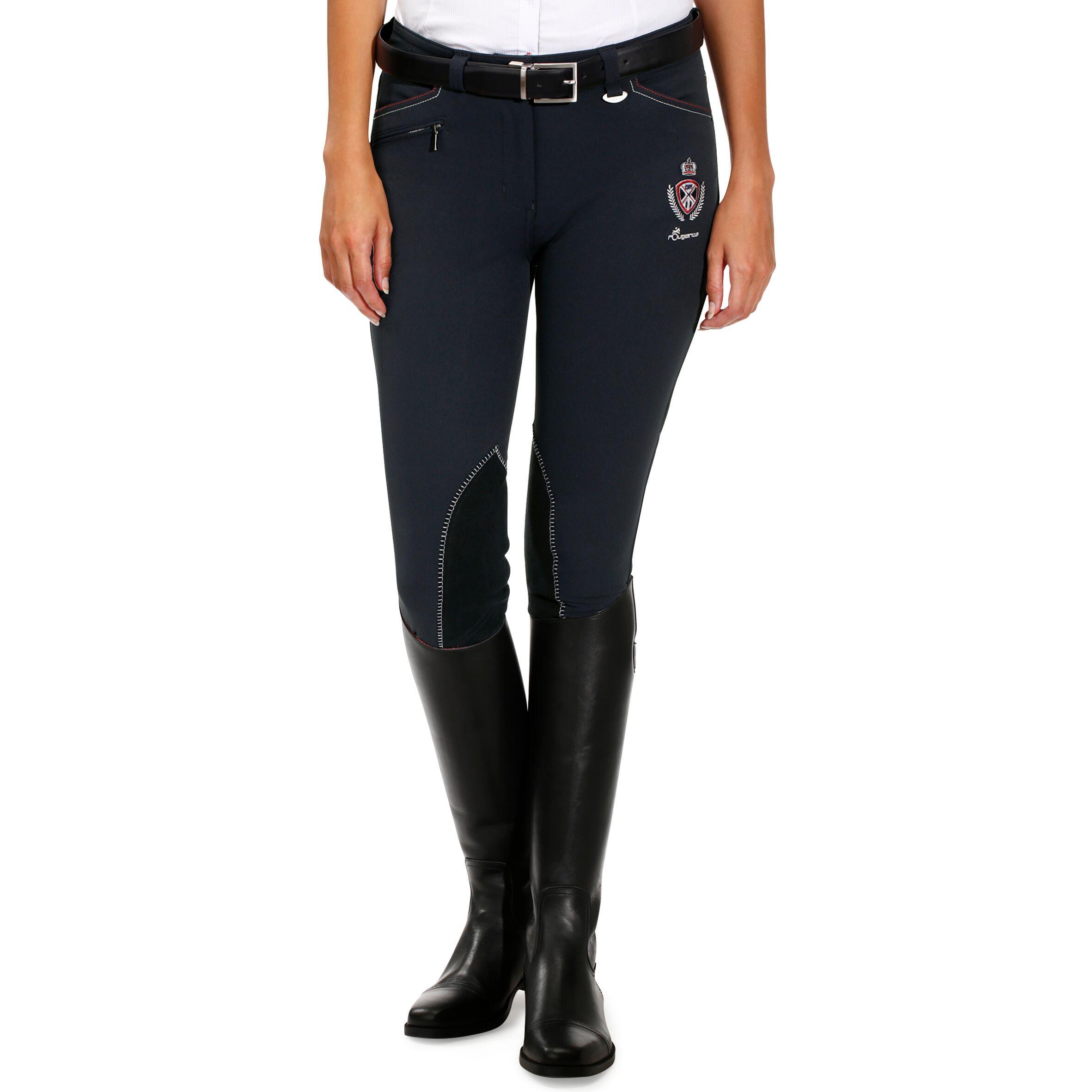 Performer 500 Women's Horse Riding Jodhpurs - Navy/Grey 3/18