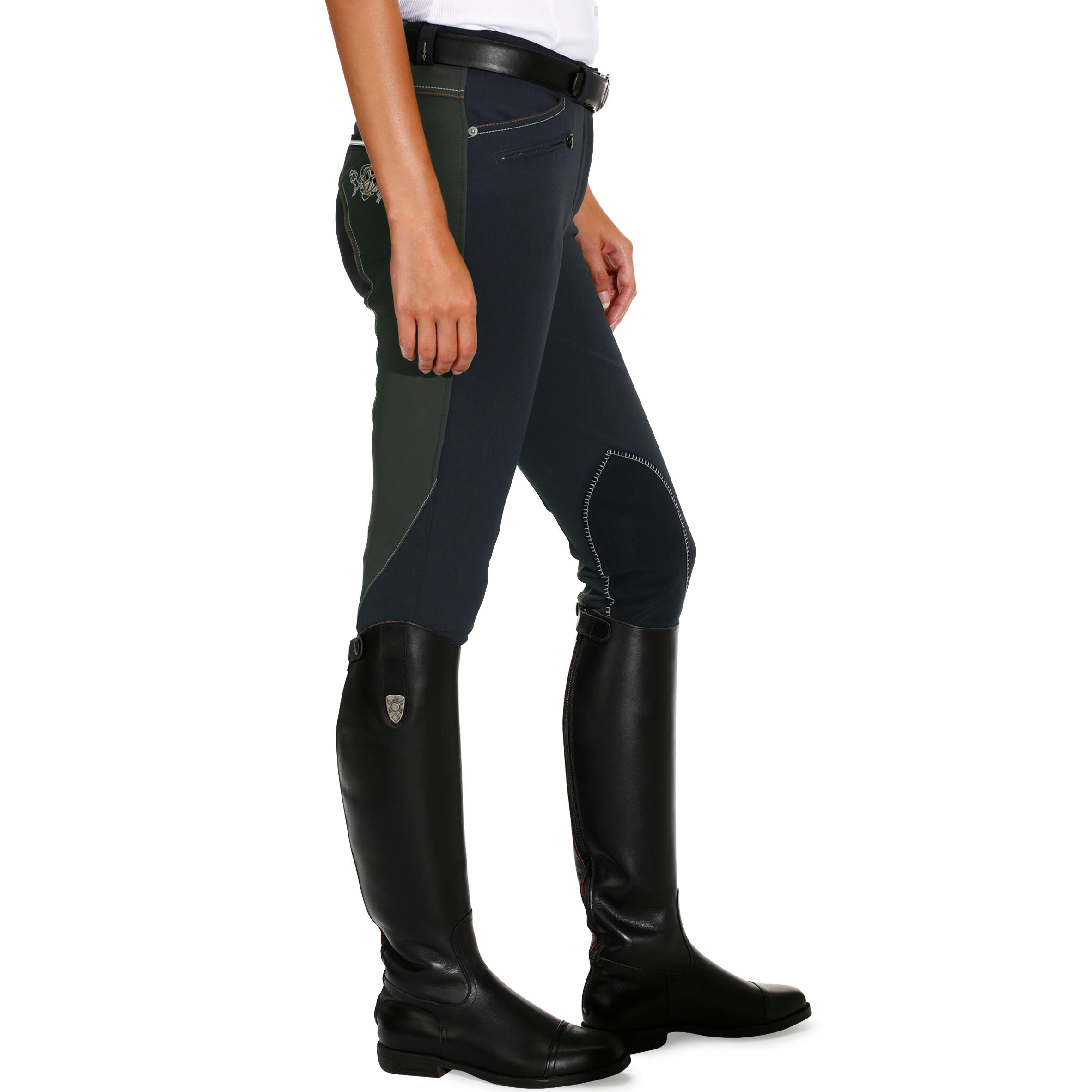 Performer 500 Women's Horse Riding Jodhpurs - Navy/Grey 4/18