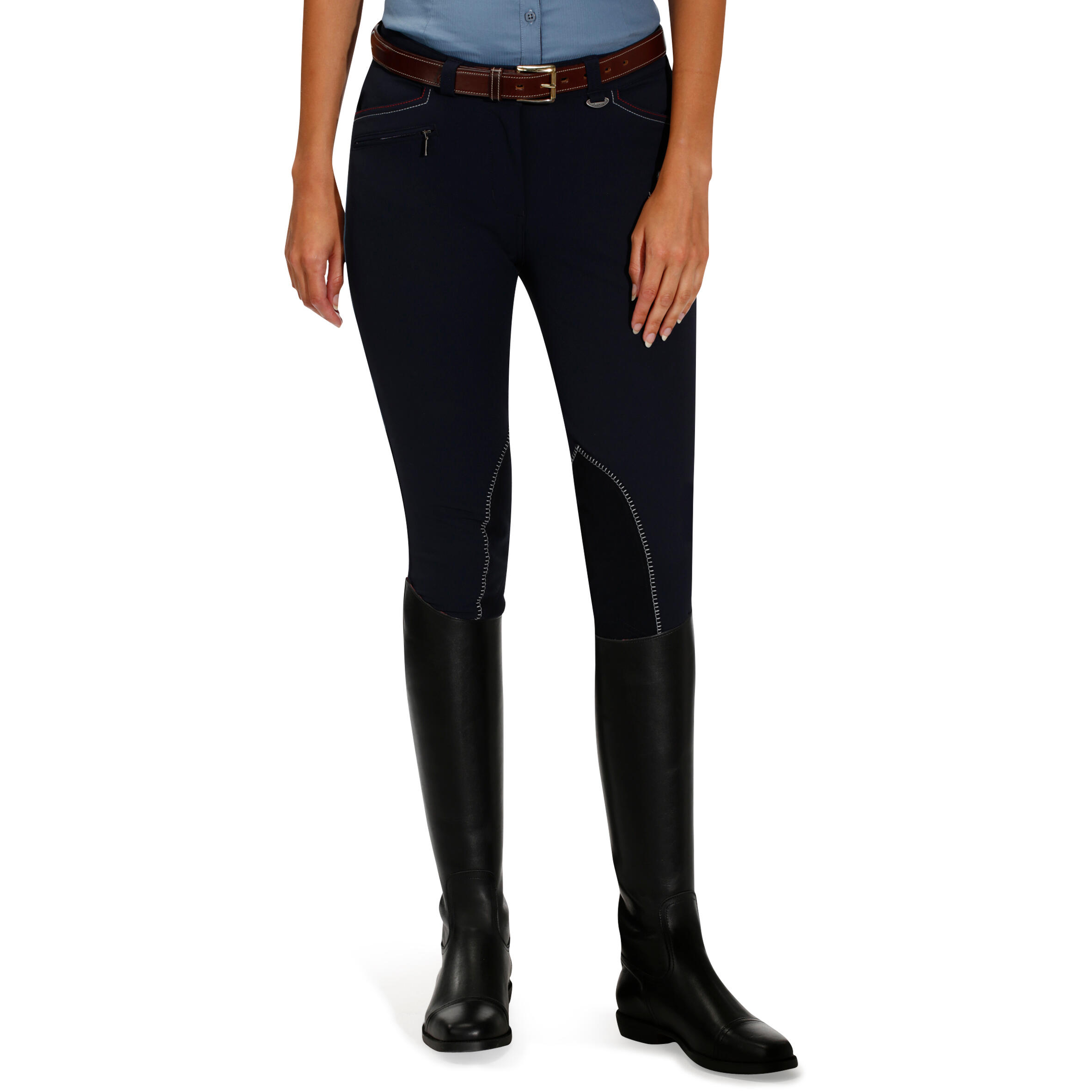 Performer 500 Women's Horse Riding Jodhpurs - Navy Blue/Blue/Slate Grey 3/14