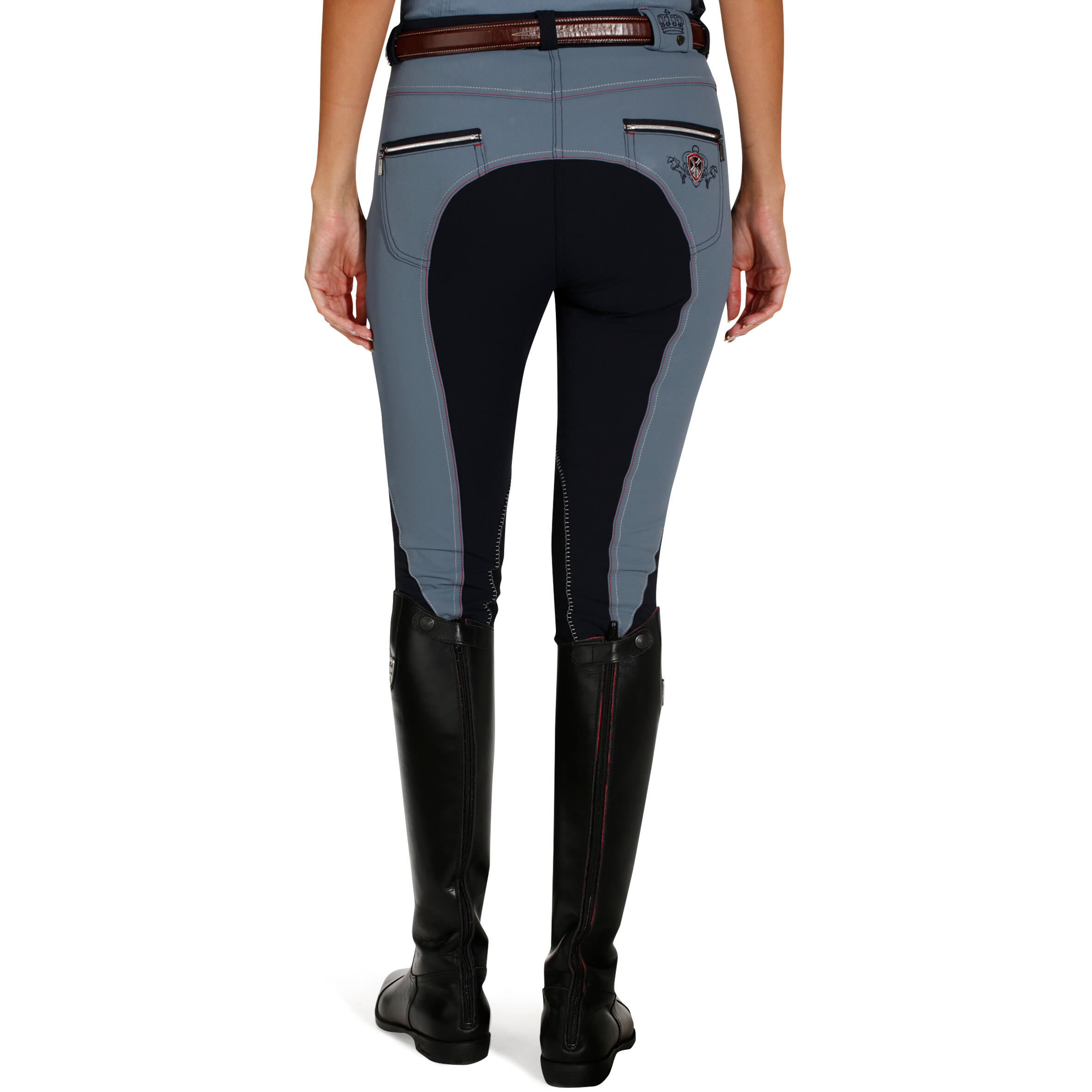 Performer 500 Women's Horse Riding Jodhpurs - Navy Blue/Blue/Slate Grey 5/14