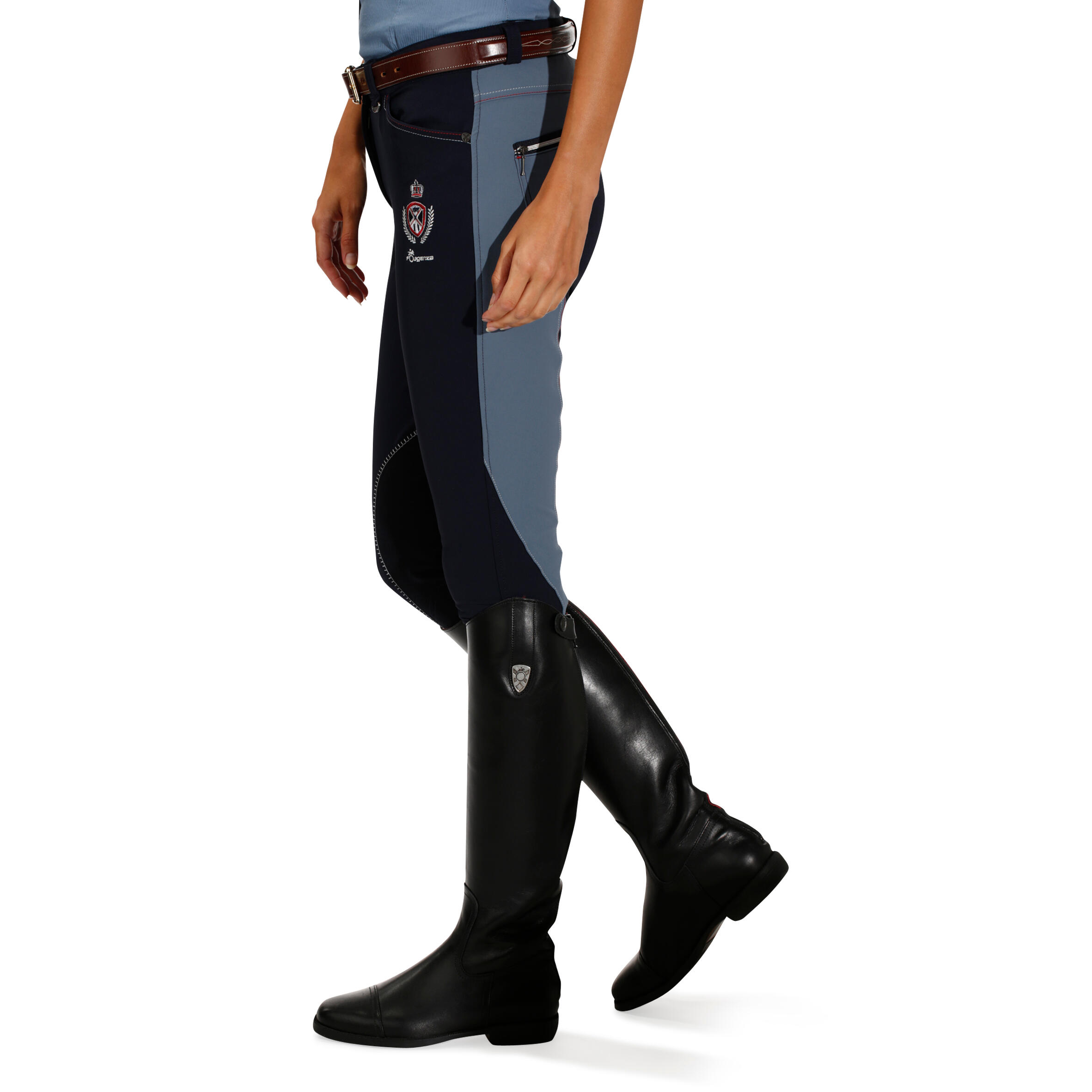 Performer 500 Women's Horse Riding Jodhpurs - Navy Blue/Blue/Slate Grey 6/14