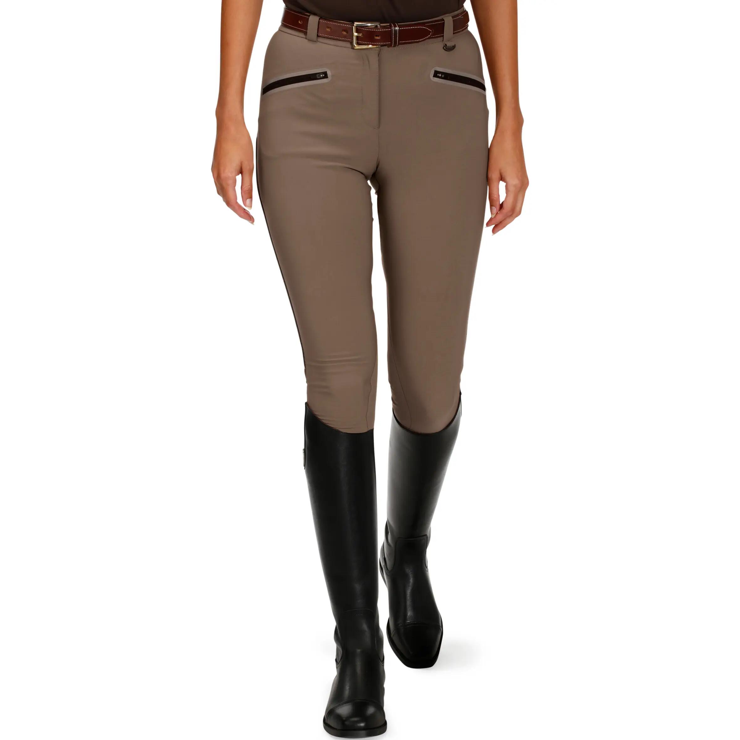 Training Women's Mesh Horse Riding Lightweight Jodhpurs - Camel/Brown 3/25