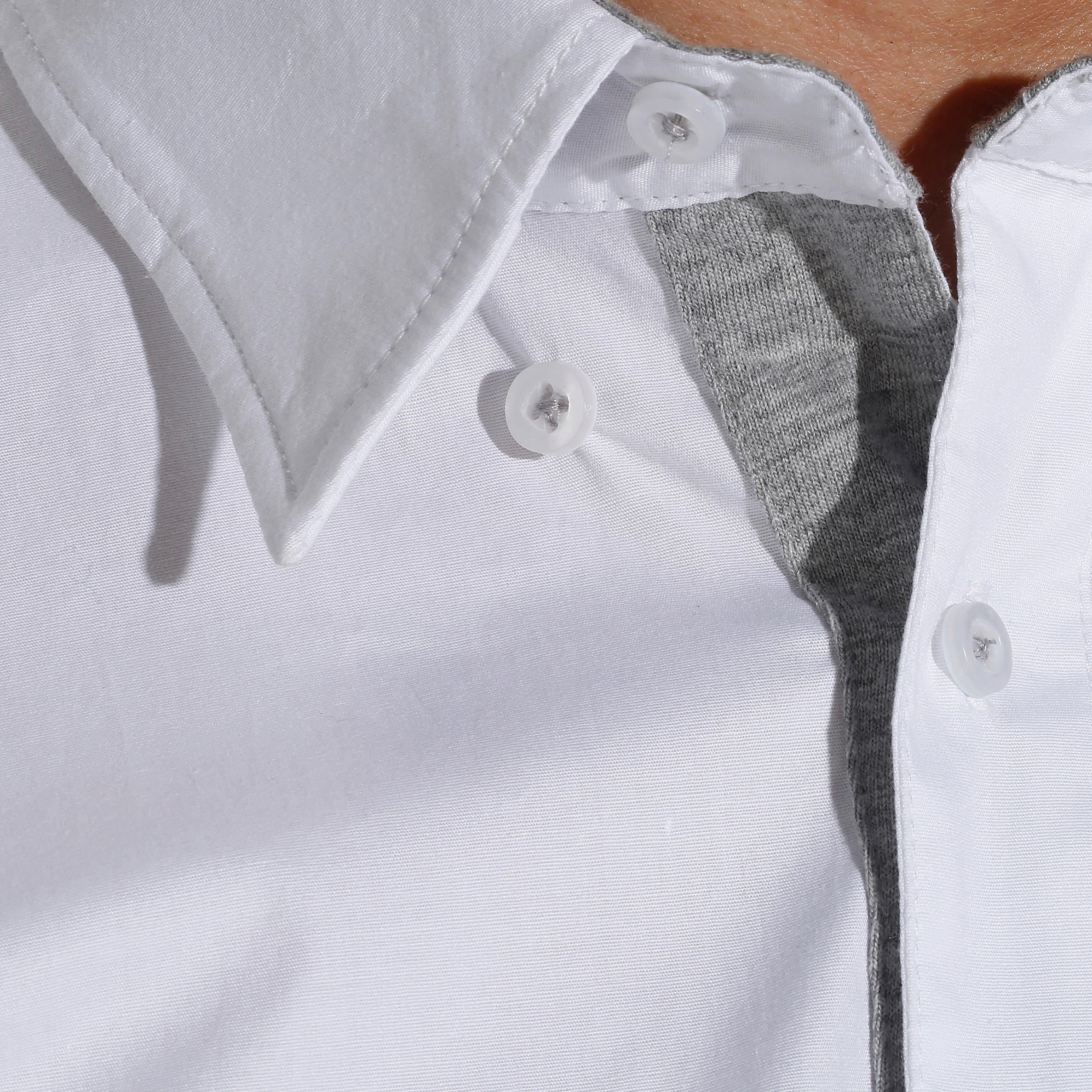 Horse Riding Short-Sleeved Dual-Material Competition Shirt - White/Grey 8/11