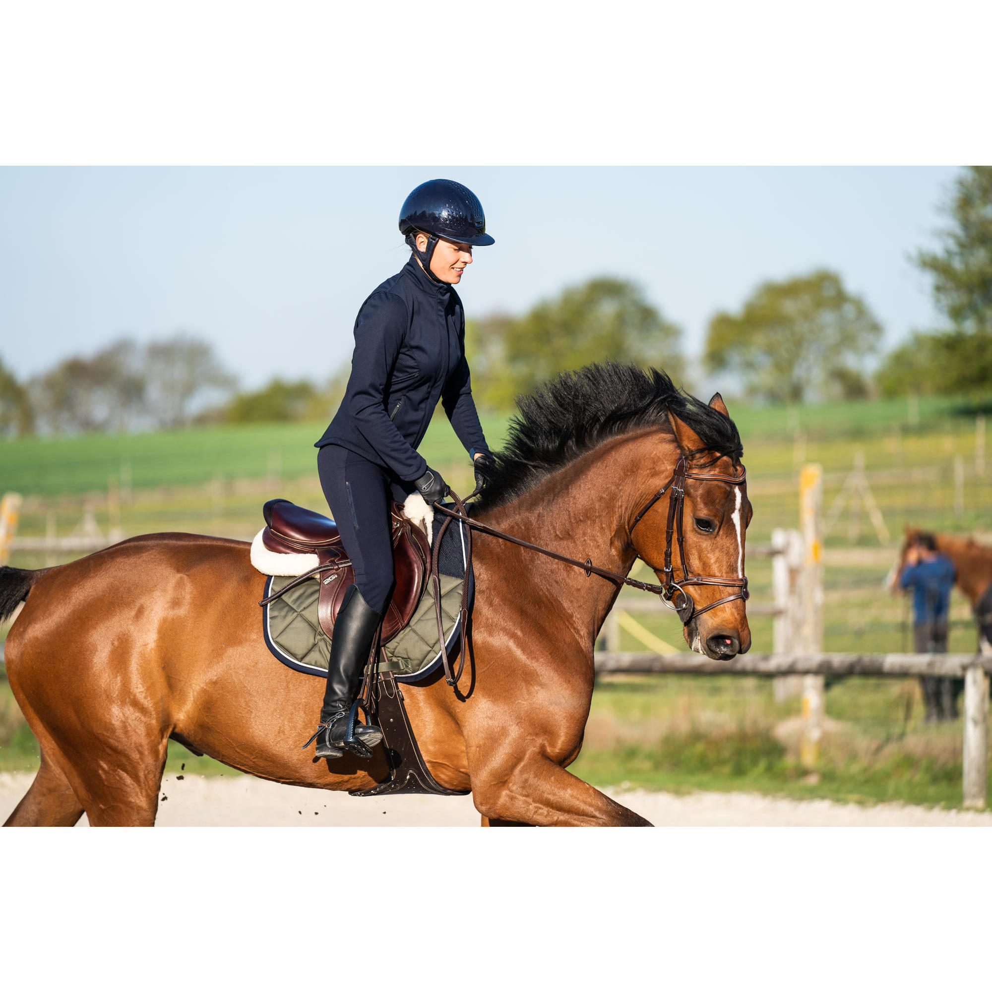 Бриджи жен. для верховой езды 500 цвет:синий FOUGANZA