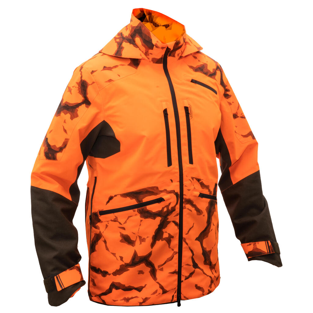 DURABLE WATERPROOF HUNTING JACKET SUPERTRACK 900 - NEON ORANGE