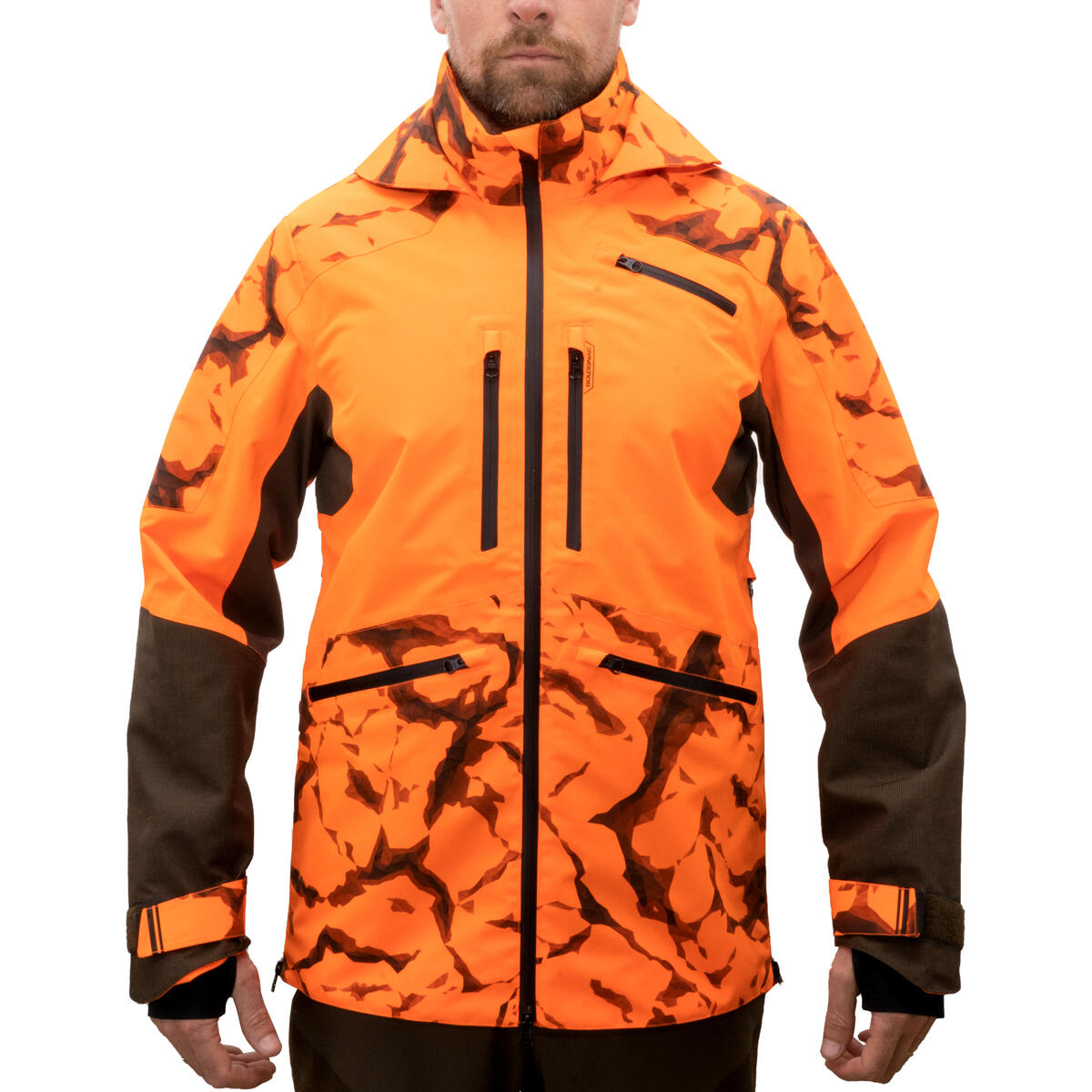 Veste chasse resistante impermeable orange fluo supertrack 900 light