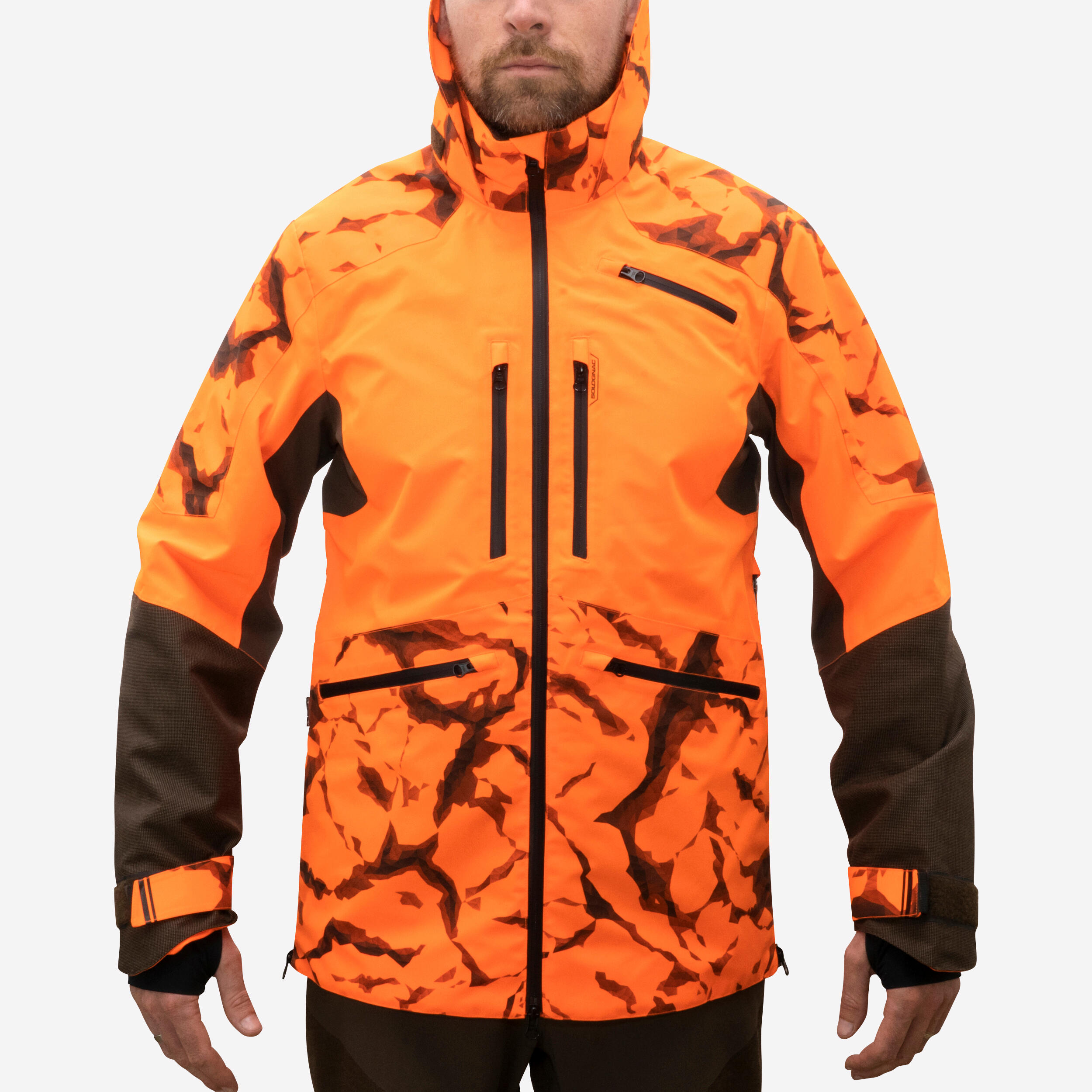 DURABLE WATERPROOF HUNTING JACKET SUPERTRACK 900 NEON ORANGE Decathlon