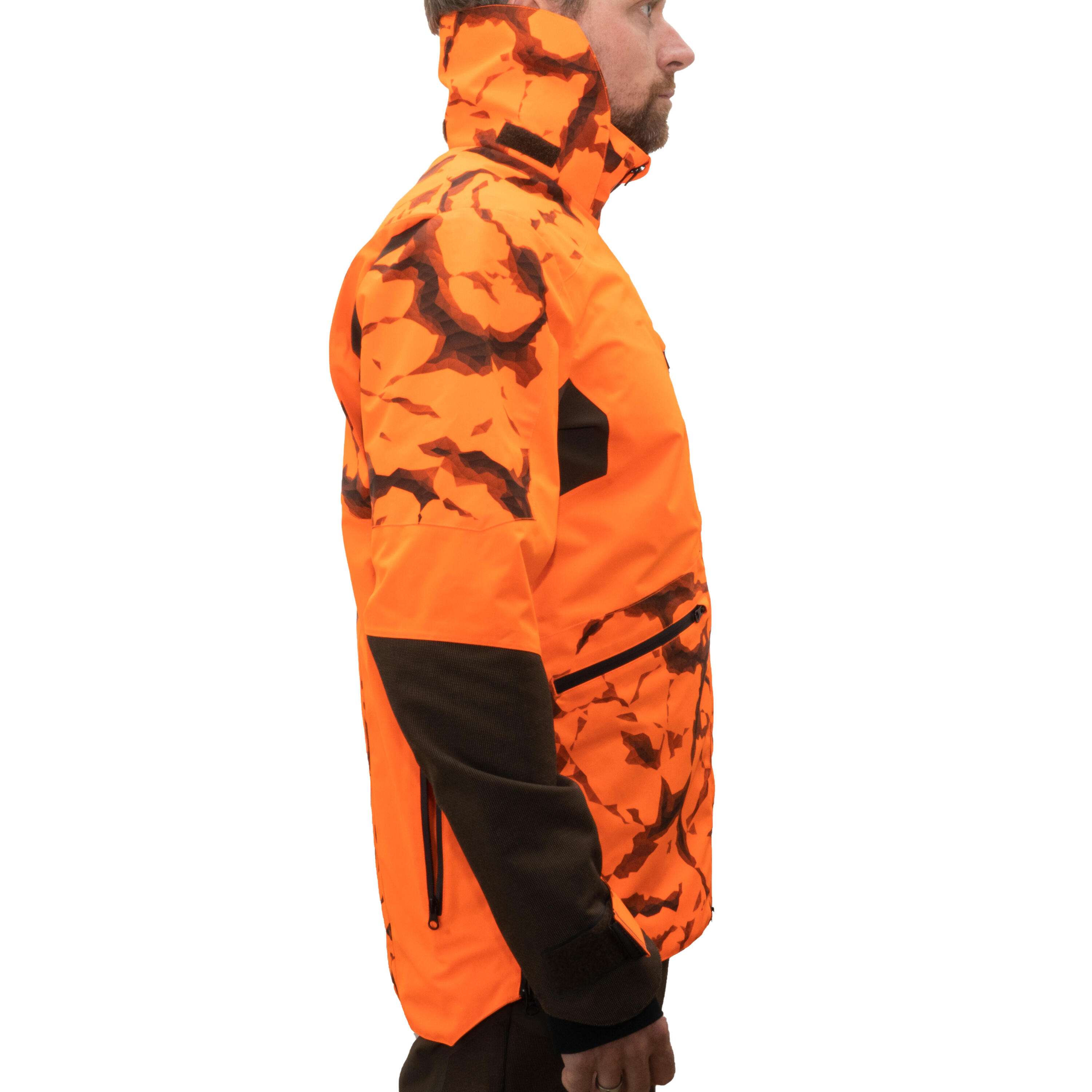 Veste chasse resistante impermeable orange fluo supertrack 900 light 6/28