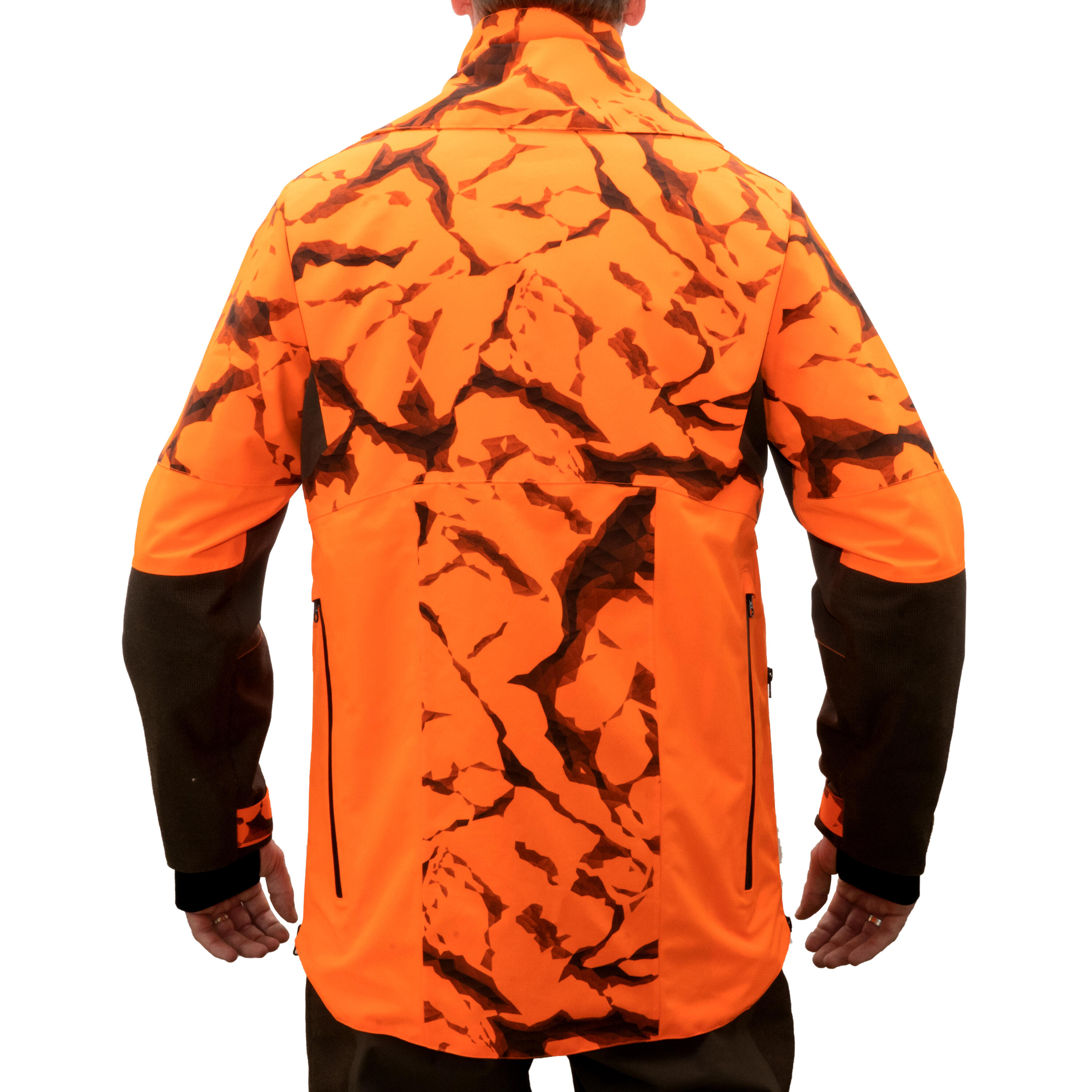Veste chasse resistante impermeable orange fluo supertrack 900 light 8/28