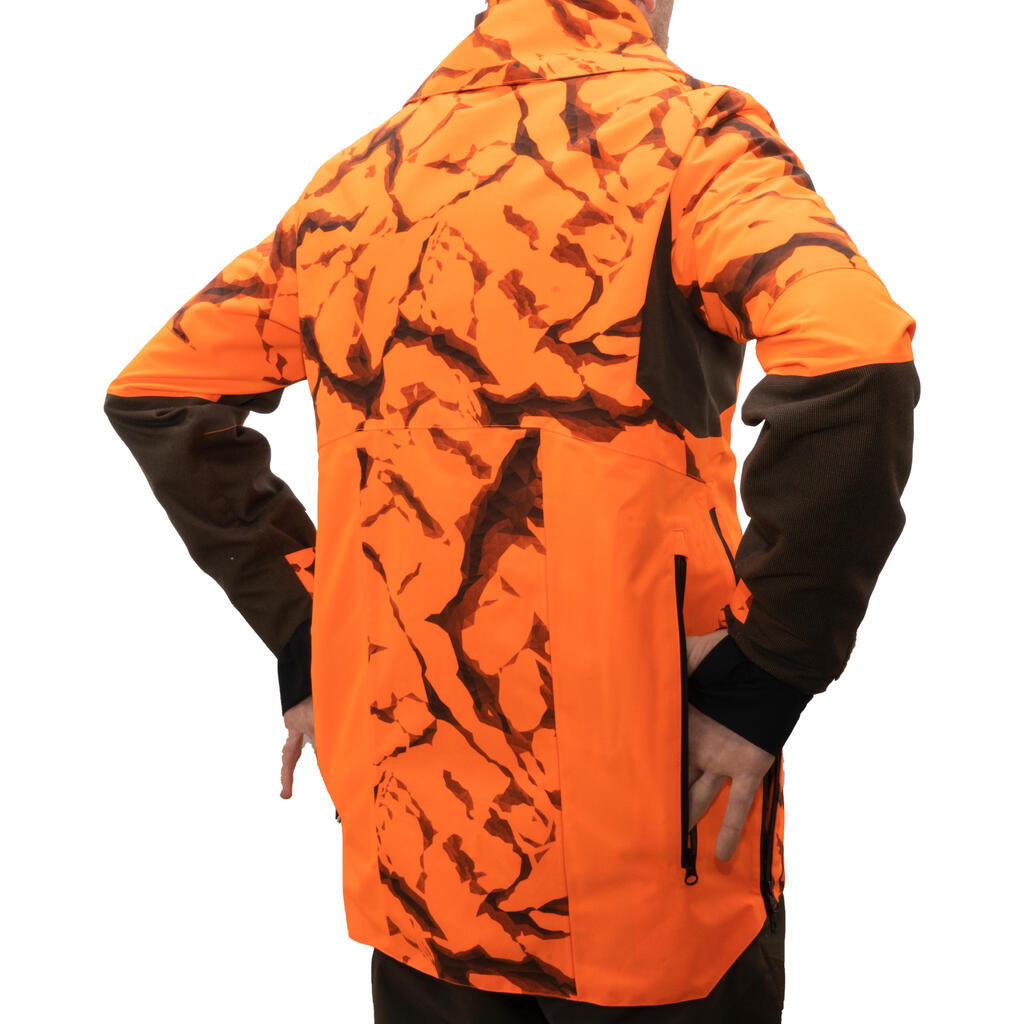 Poľovnícka odolná nepremokavá bunda Supertrack 900 Light oranžová reflexná