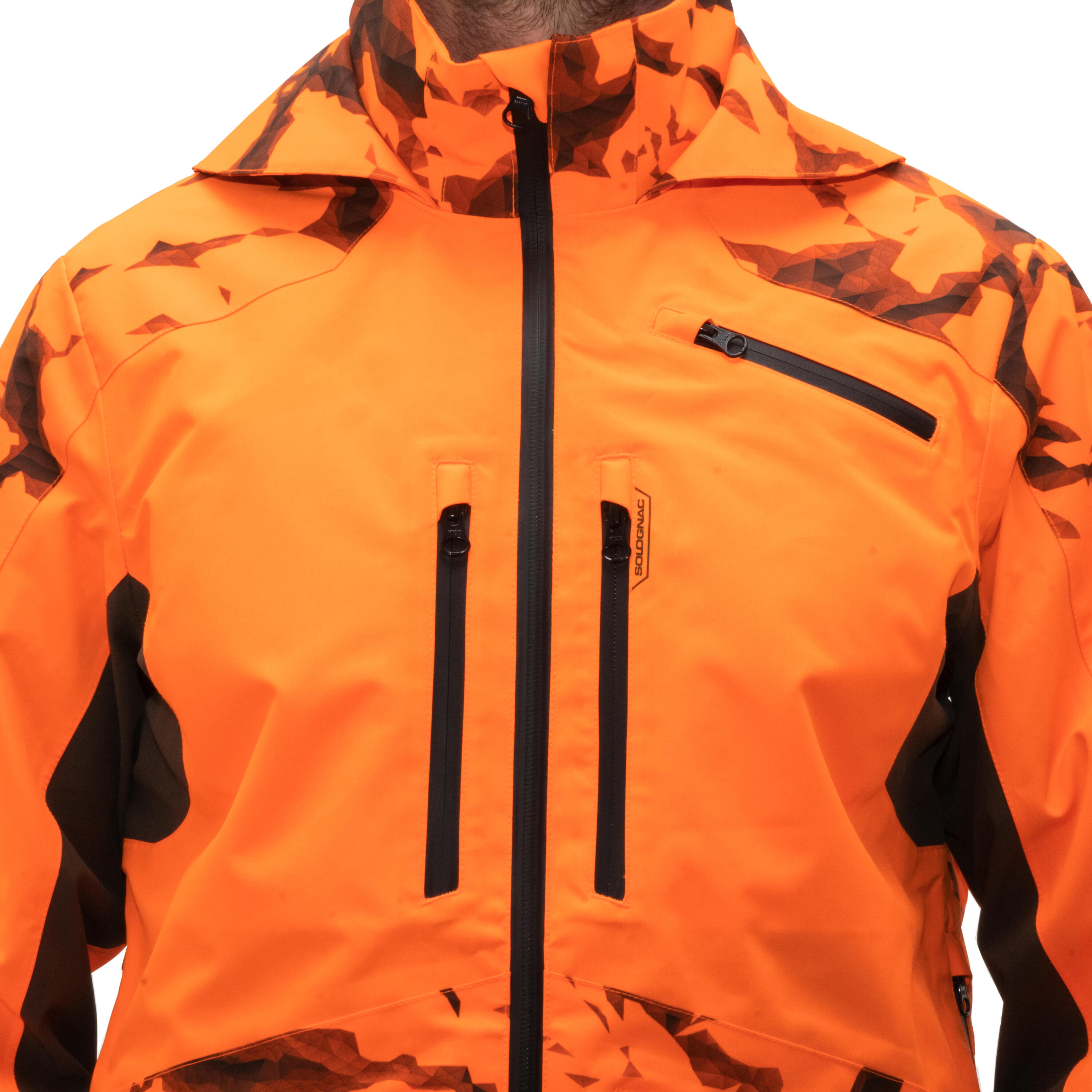 Veste chasse resistante impermeable orange fluo supertrack 900 light 12/28