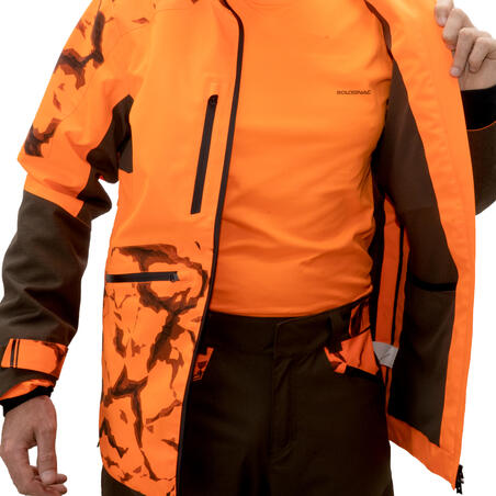 DURABLE WATERPROOF HUNTING JACKET SUPERTRACK 900 - NEON ORANGE