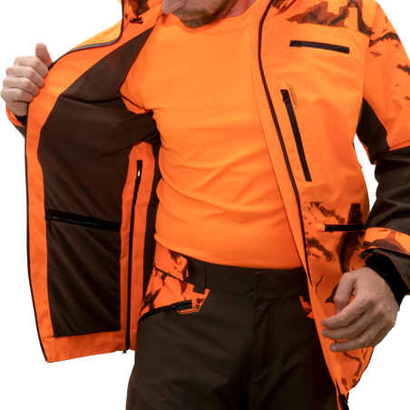 DURABLE WATERPROOF HUNTING JACKET SUPERTRACK 900 - NEON ORANGE