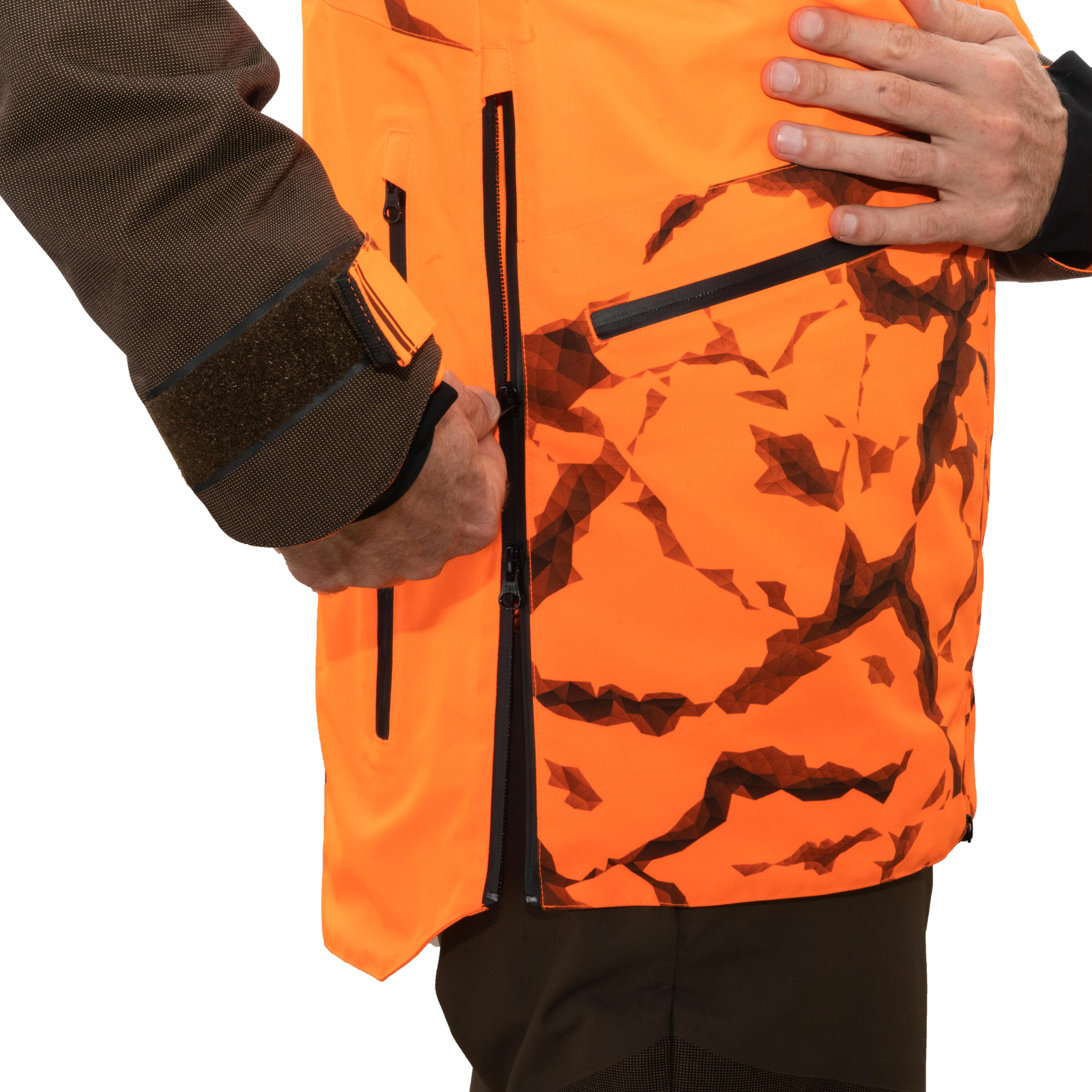 Veste chasse resistante impermeable orange fluo supertrack 900 light 18/28