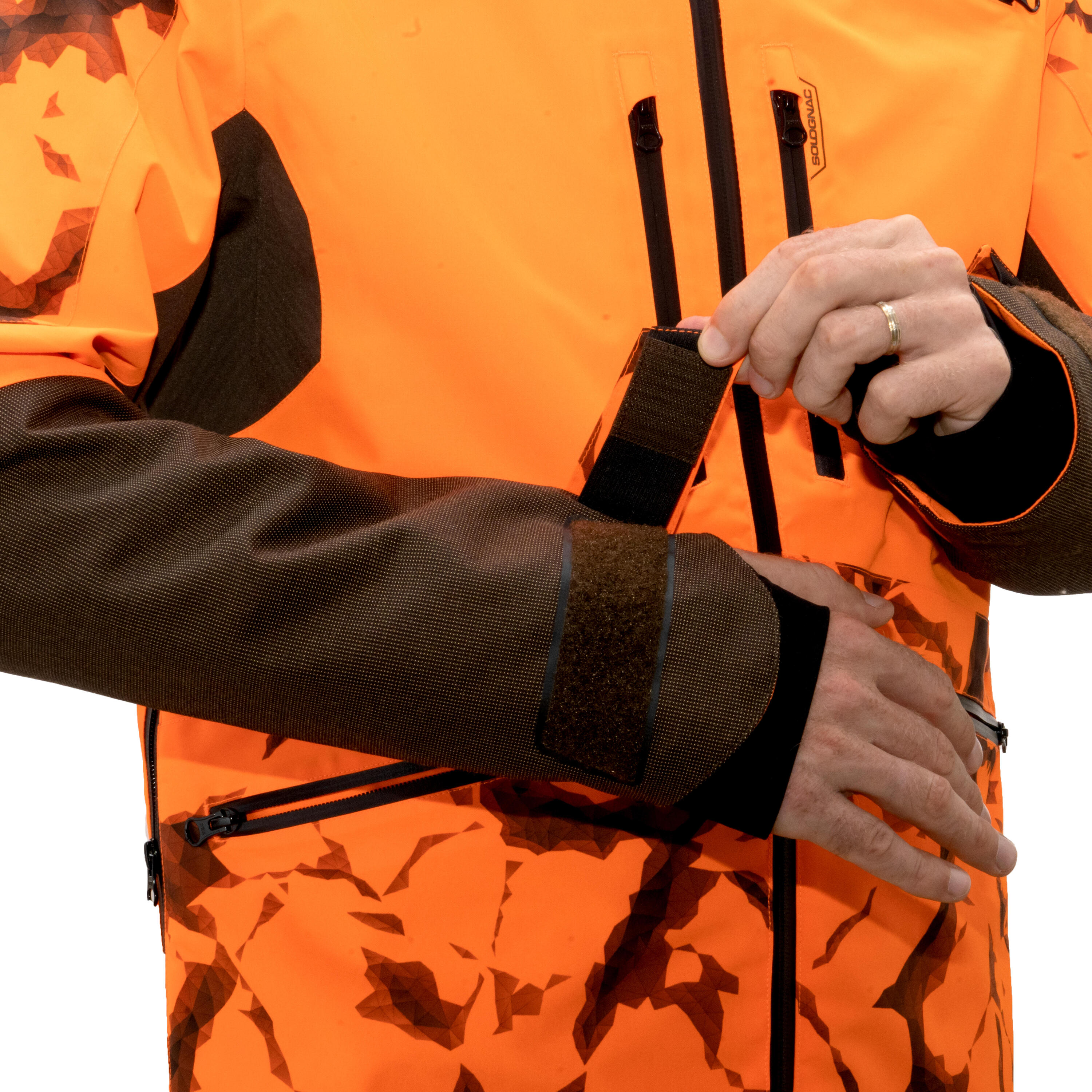 Veste chasse resistante impermeable orange fluo supertrack 900 light 19/28