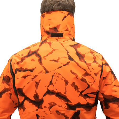 DURABLE WATERPROOF HUNTING JACKET SUPERTRACK 900 - NEON ORANGE
