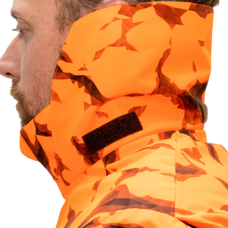 Chaqueta Caza Solognac Supertrack 900 Impermeable Naranja Fluo Alta Visibilidad