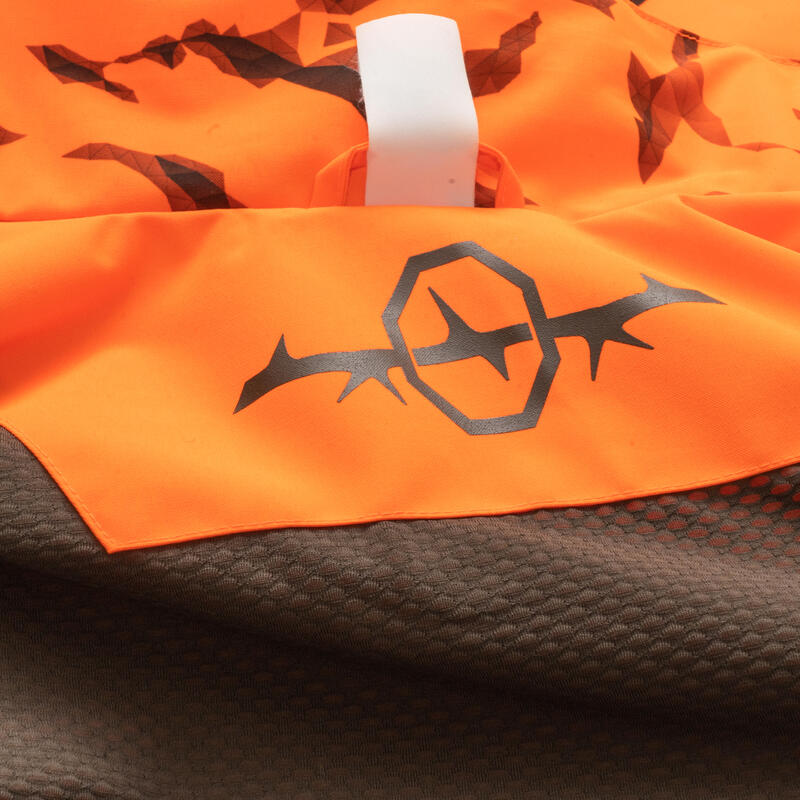 Chaqueta Caza Solognac Supertrack 900 Impermeable Naranja Fluo Alta Visibilidad