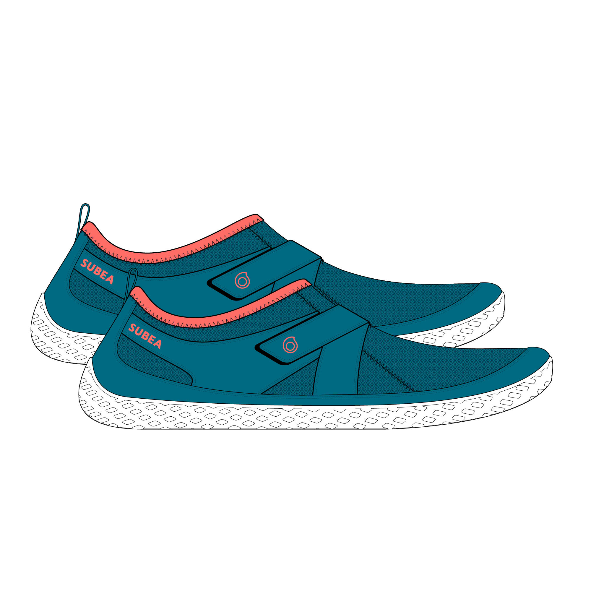 Chaussures aquatiques avec scratch Adulte - Aquashoes 500 bleu rose