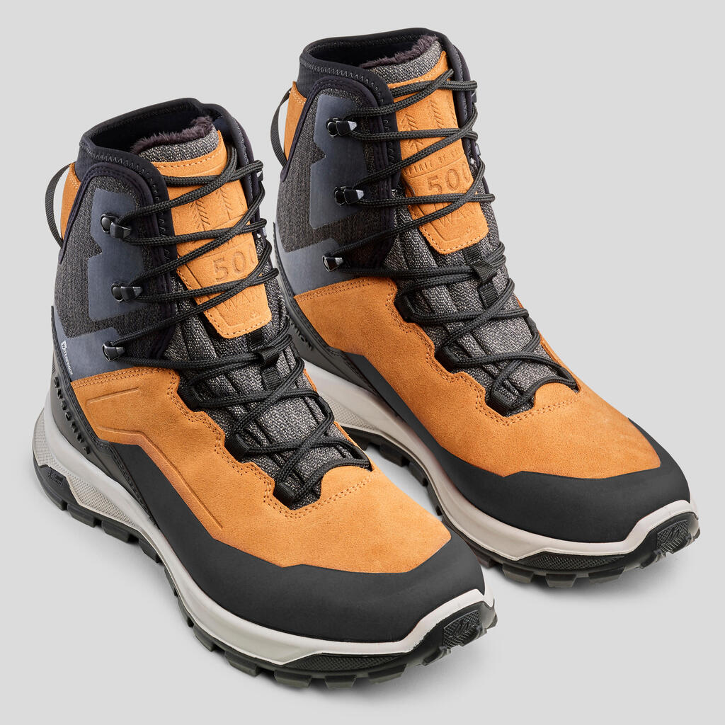 Men’s Warm and Waterproof Leather Hiking Boots - SH500 U-WARM