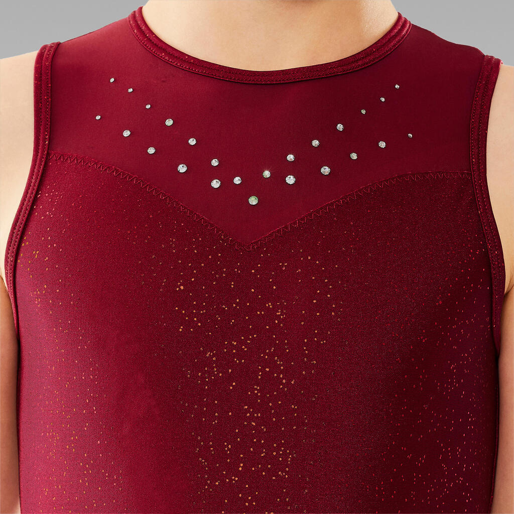 Kids' Figure Skating Skirted Leotard - Burgundy